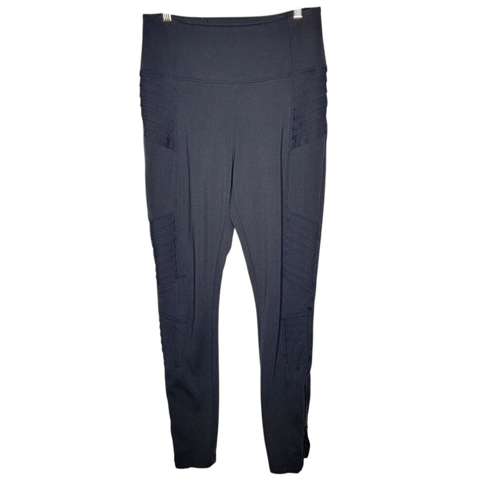 Athleta‎ Delancey Moto Small Black Women's Zipper Ankle Leggings Athletic S